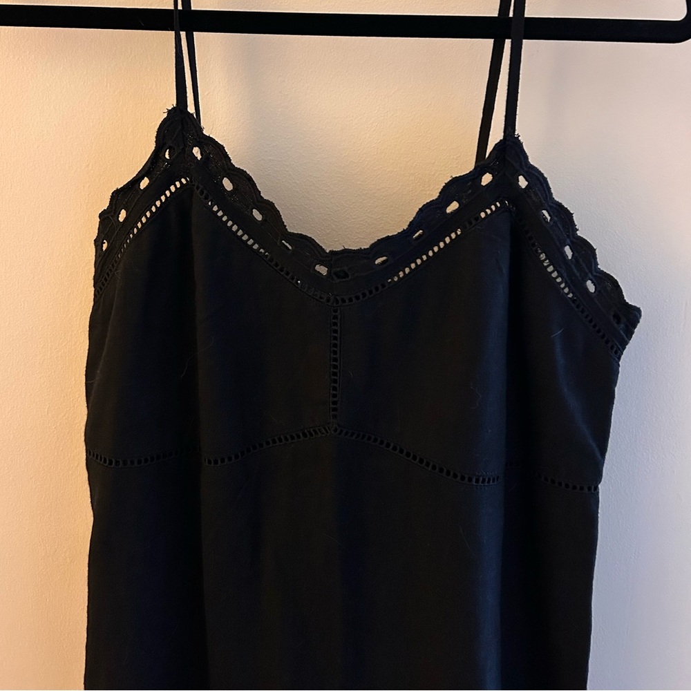 Old Navy Black Linen Blend Eyelet Dress - Picture 2 of 5